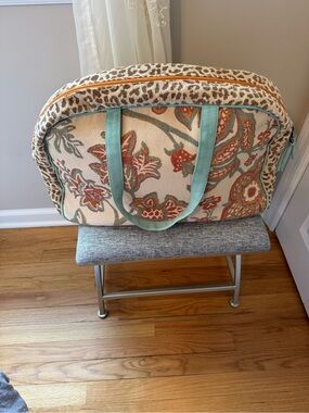 Atenti Floral Paisley tapestry Weekender Tote with Aqua Straps